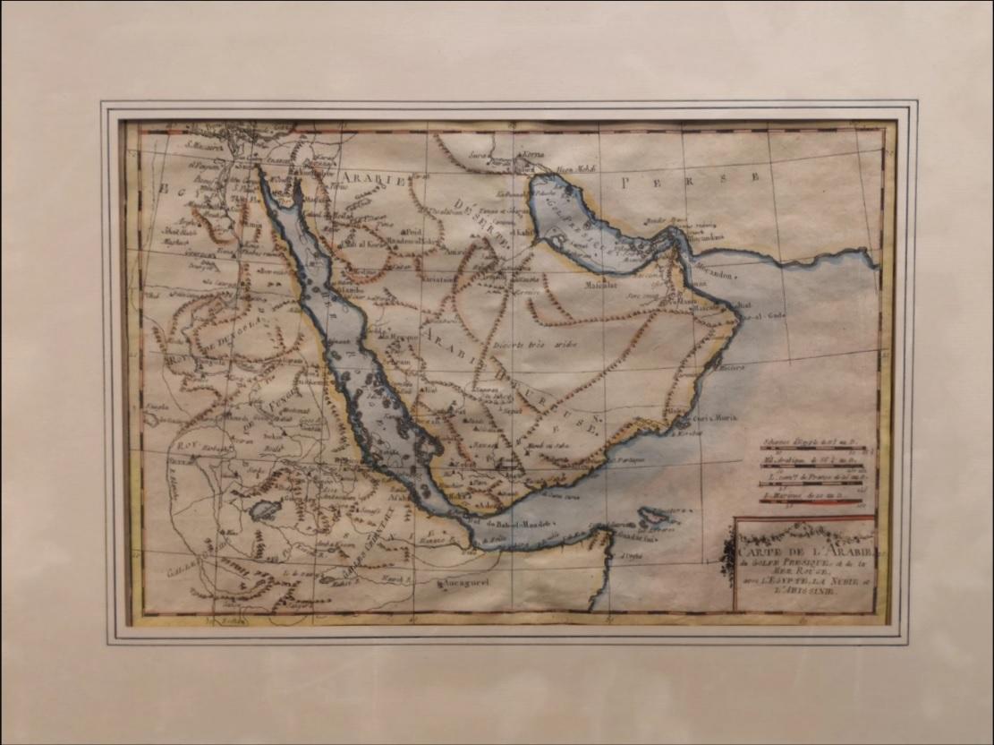 Carte de l arabie du golfe persique et de la mer rouge avec l egypte la nubie et l abissinie gravure rehaussee 21 x 32 cm